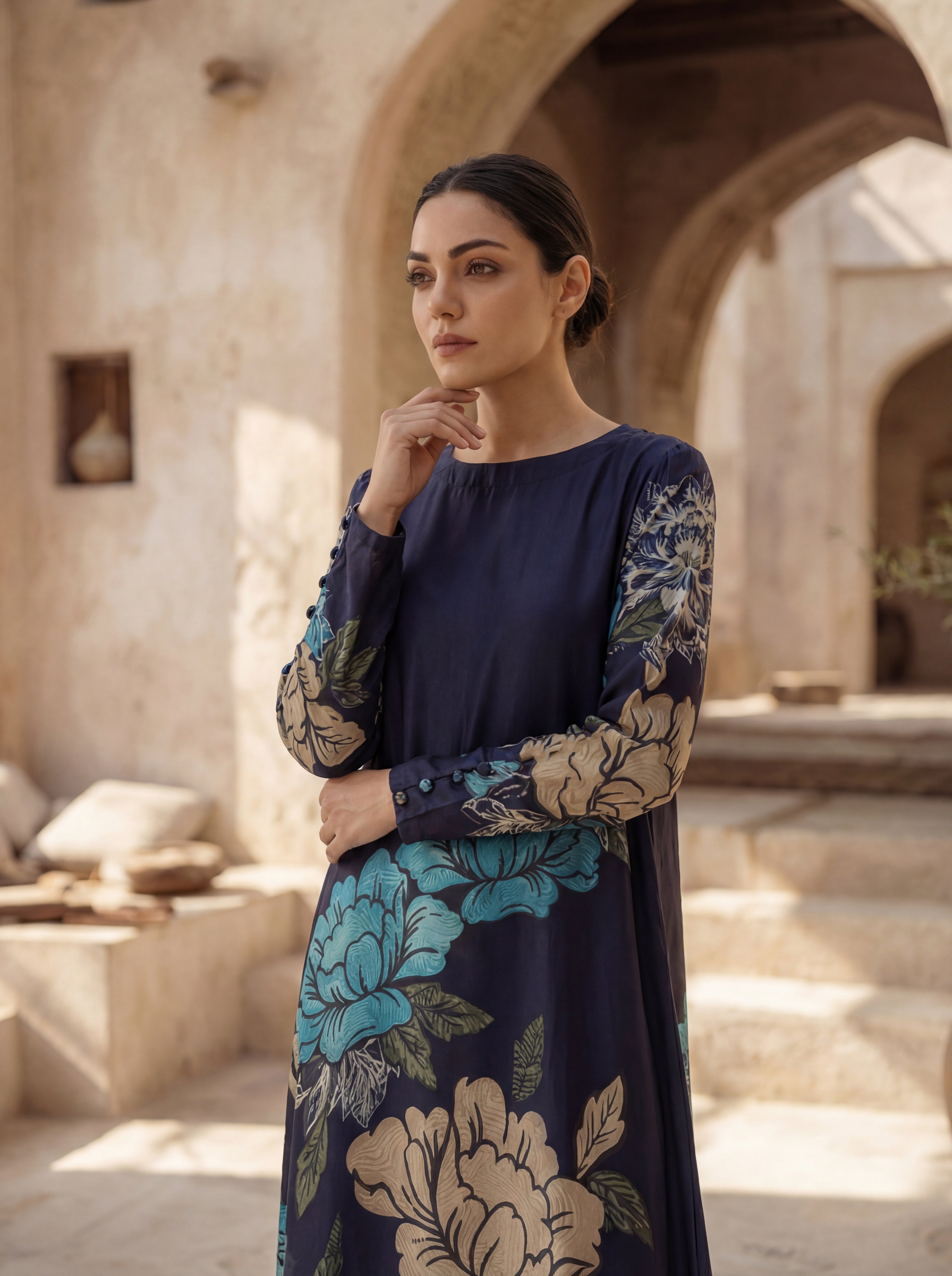 Royal Navy Floral Flow Maxi