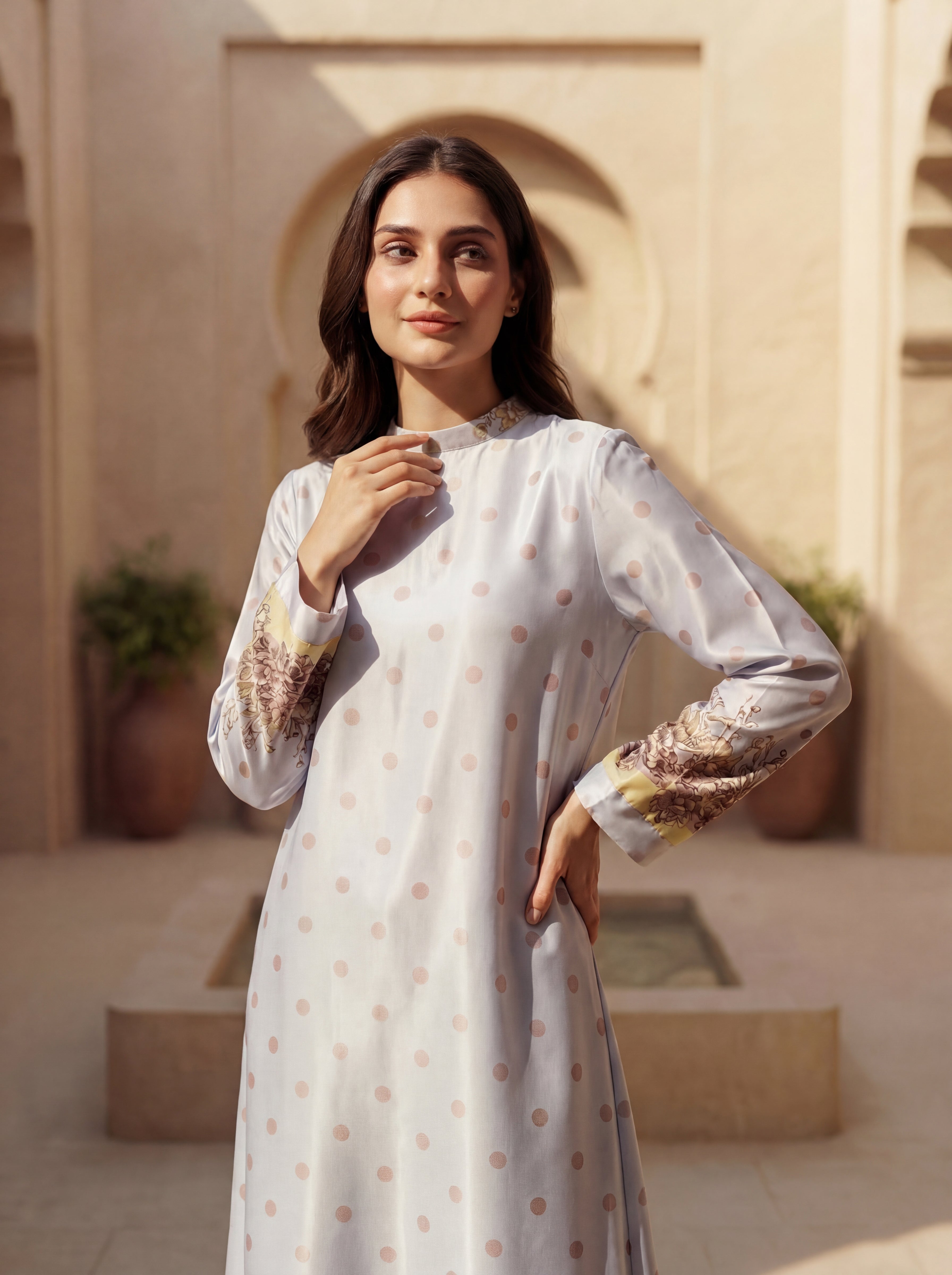 Ivory Bloom Polka Maxi Dress